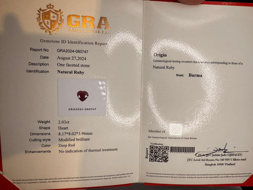 2.03 Carats Deep Red Natural Burmese Ruby Loose Gemstone