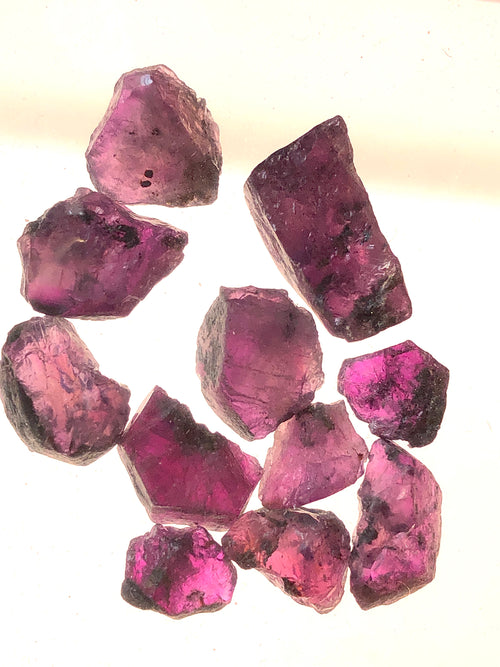 Natural 36.8 Carat Uncut Purplish Pink Sapphire Crystal Lot