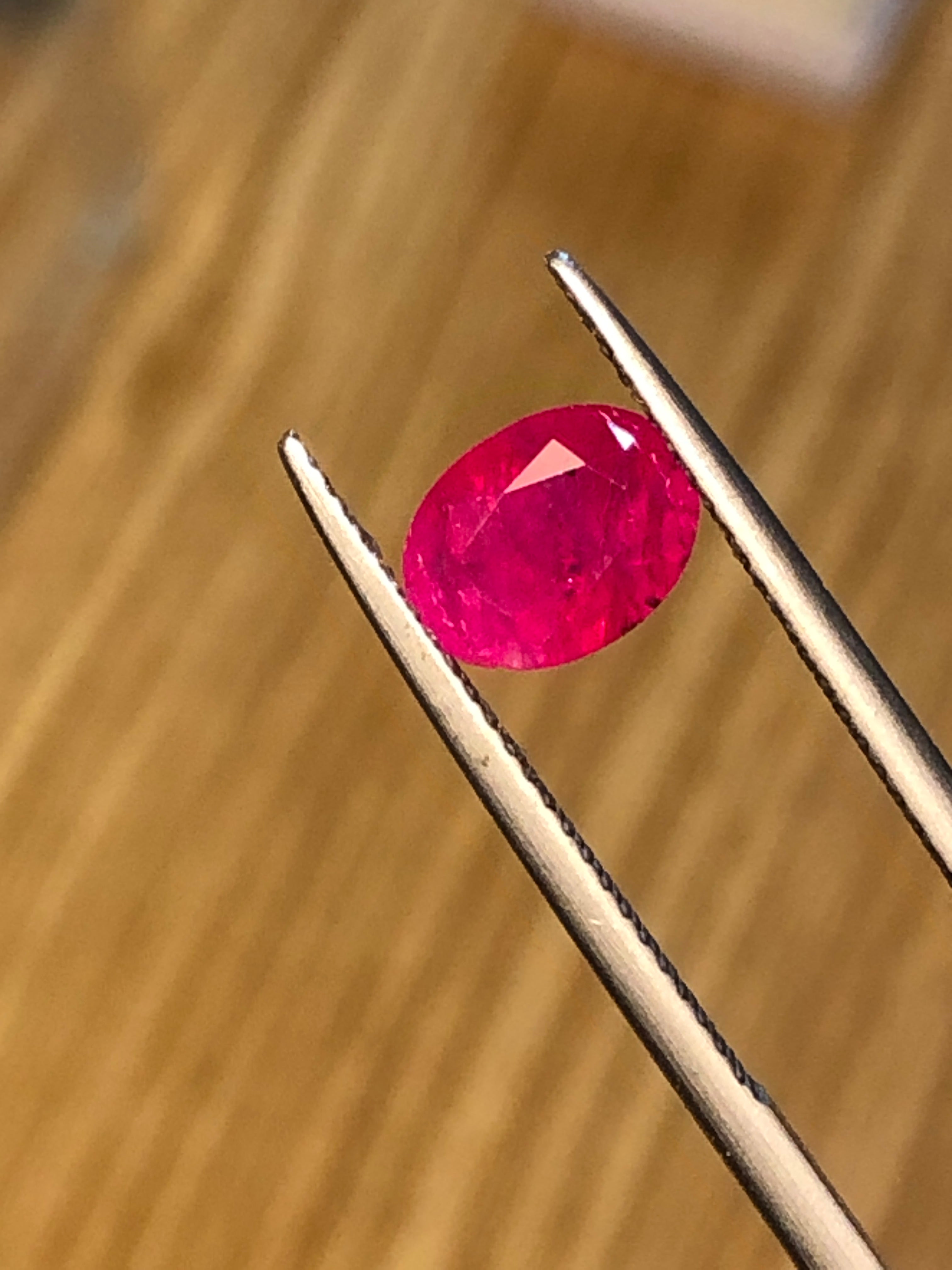 1.46 Oval Cut Reddish Pink Ruby Gemstone - Afghan Ruby